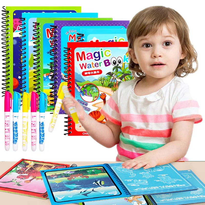 Montessori Toys Reusable Coloring Book Magic Water Painting Book Magic Book Children\'s Sensory Learning Early Education Toys