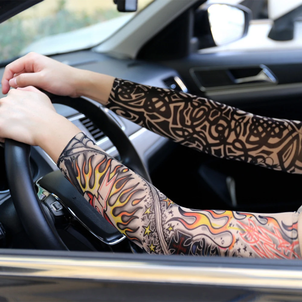 

5 шт. татуировочных рукавов с цветочным узором для занятий спортом, защита от УФ-излучения, дизайн Ultimate Challenge, полурукава для мужчин и женщин