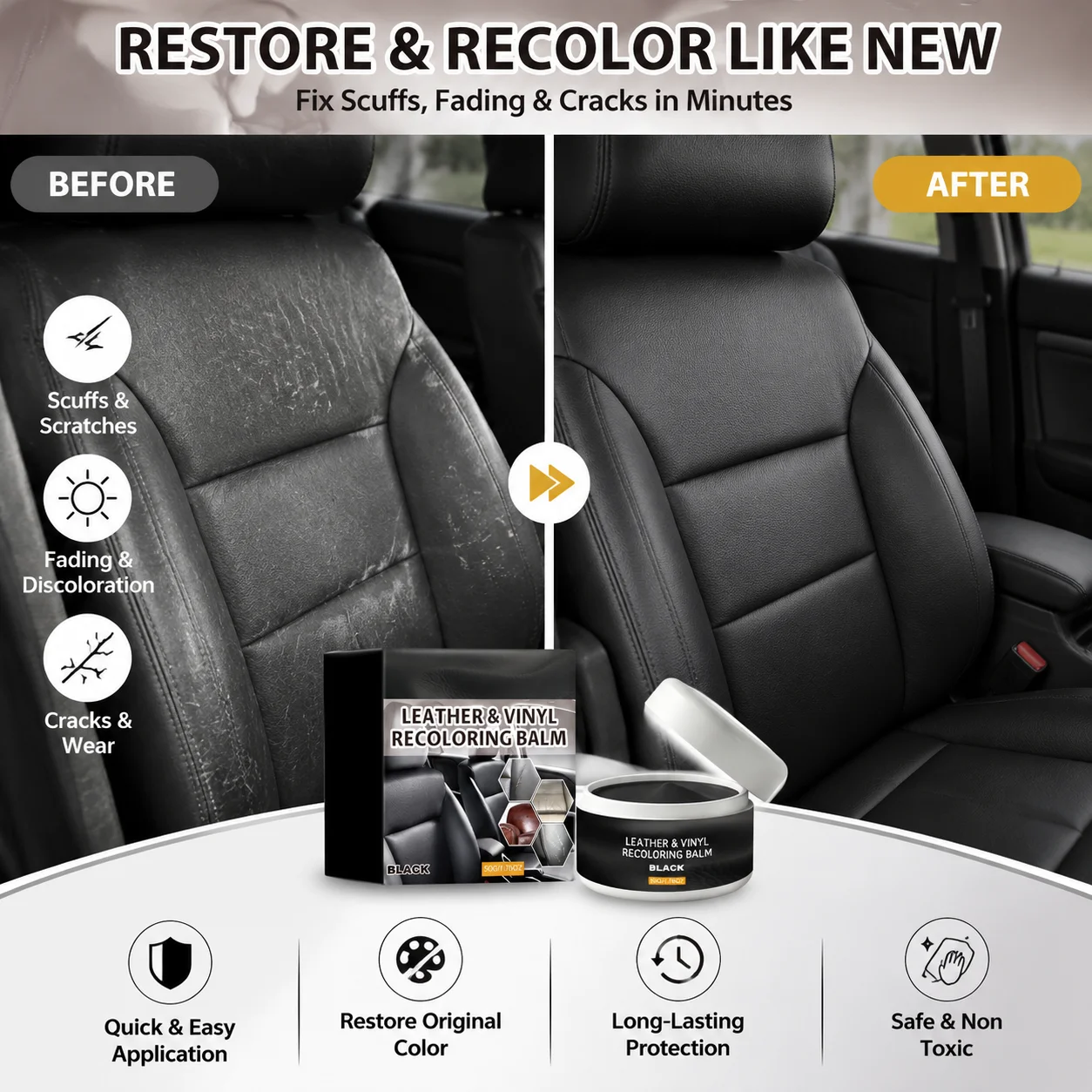 Leather Repair Kit Car Seat Leather Color Restorer Vinyl Scratch Repair Balm Leather Recoloring Cream 50g DIY Multifunctional