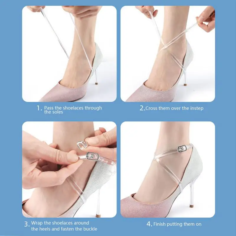 Shoe Straps For Heels Transparent Shoelace Invisible Elegant Ankle Straps Stable Secure Shoe Straps For Loose Shoes Classic