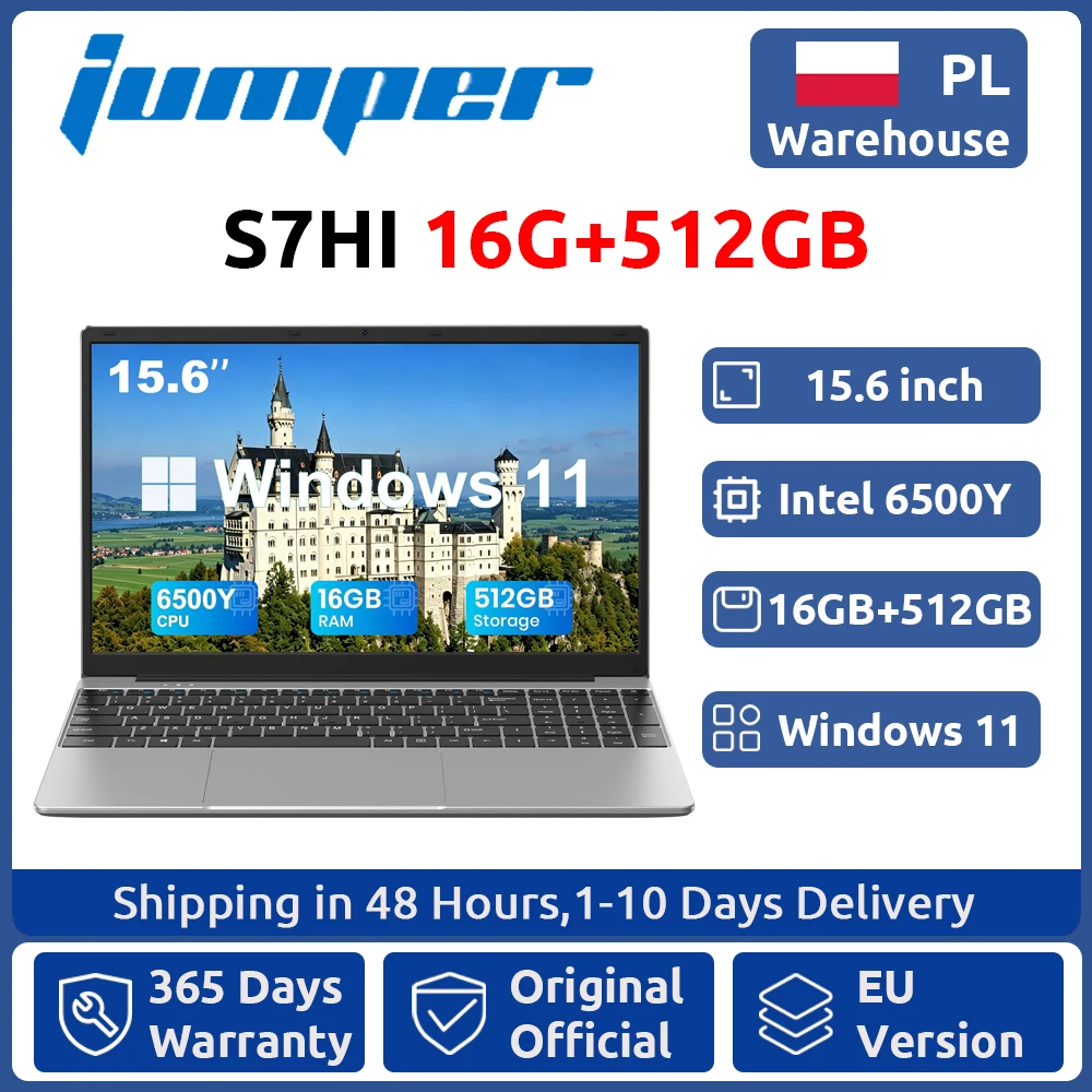 Laptop Jumper EZbook S7 HI 15,6 cala, 16 GB RAM, 512 GB SSD, Procesor Intel 6500Y, Port Type-C, Mini HDMI