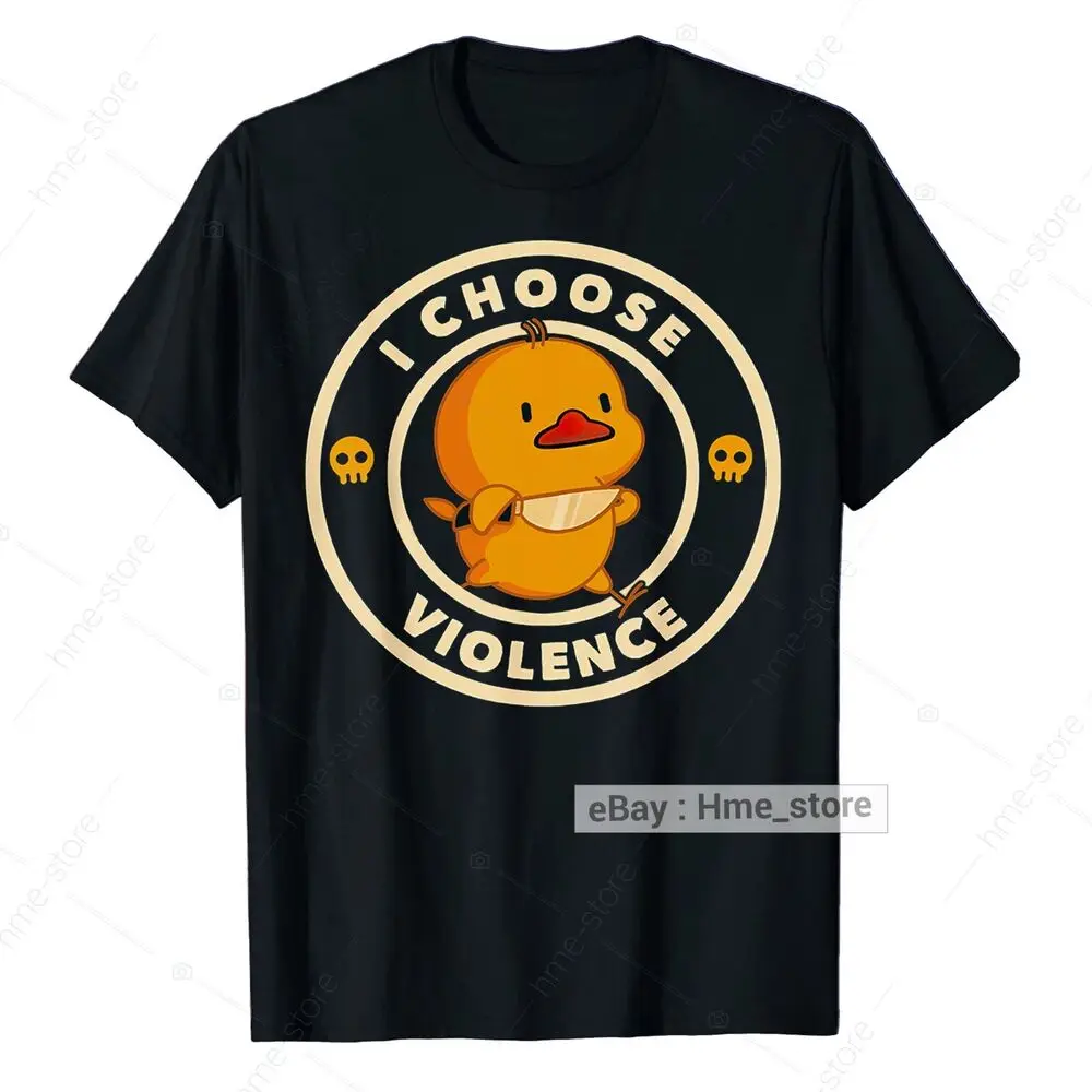 I Choose Violence T-Shirt Funny Duck With Knife Halloween Little Duck Lovers Tee Unisex T-shirts For Men Women Summer Tees