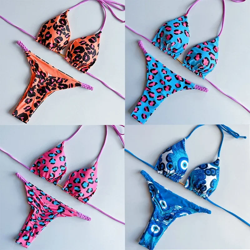 QINJOYER Women Print Swimwear Two Pieces Swimsuit Bathing Suit 2023 String Bikini Set Sexy Biquini Women Beach Wear Swim Suit