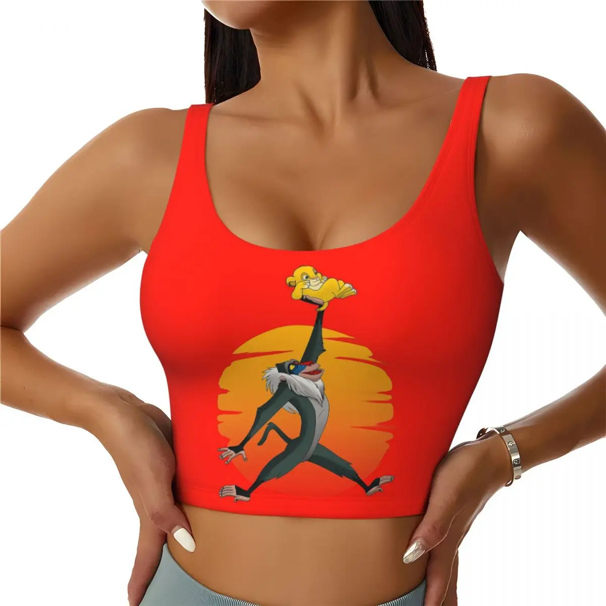 Custom The Lion King Lift Cartoon Movie Workout Crop Tank Tops Women Seamless Yoga Running Sports Bras