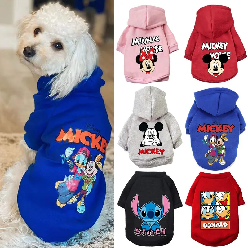 Disney Cute Pet Dog Clothes Mickey Minnie Cotton Dogs Hoodies Pullover French Bulldog For Puppy Medium Large Dogs Cats Perro Pug