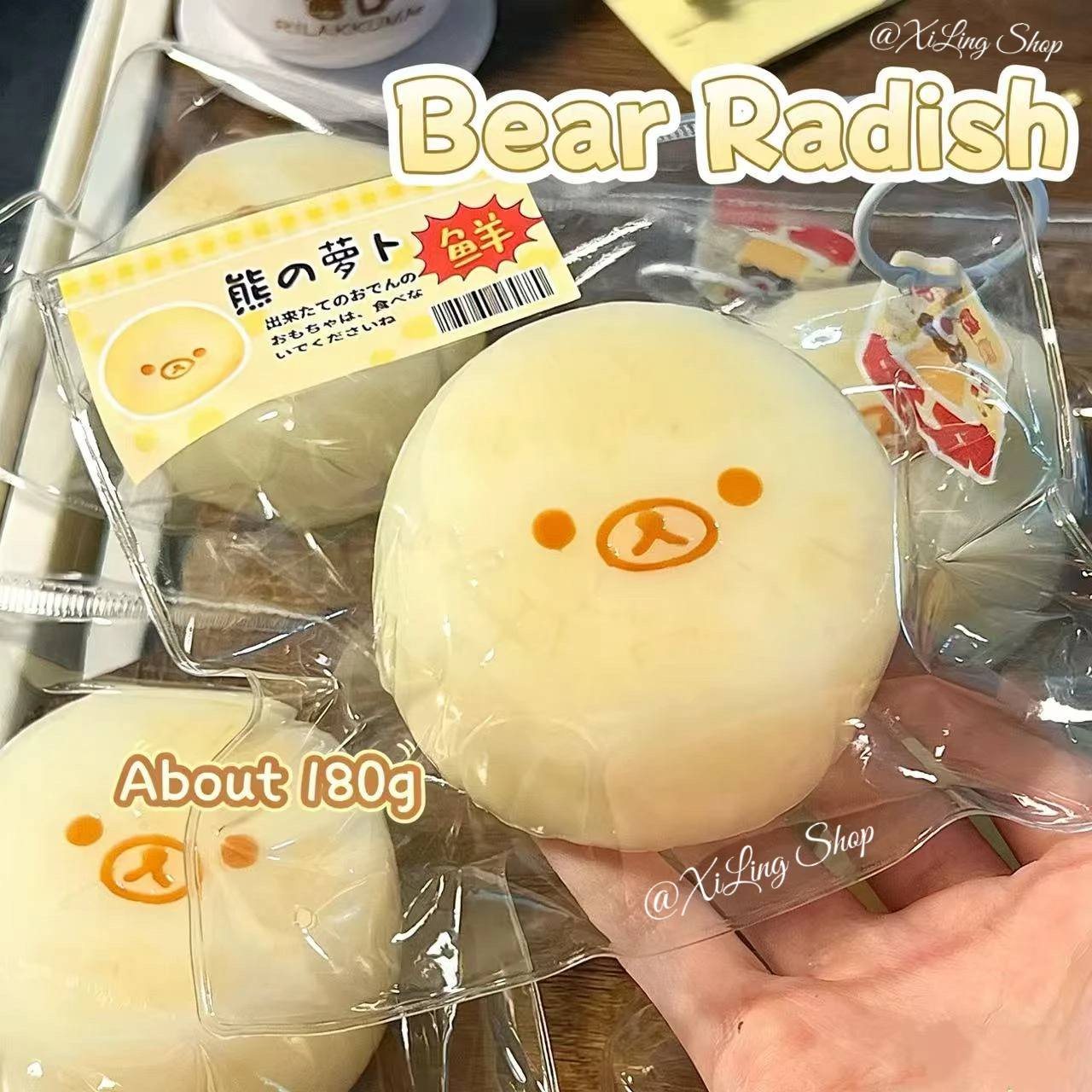 

Squishy toys with a frozen butter like texture - Cute Bear Radish shaped to relieve stress - Food Grade Silicone