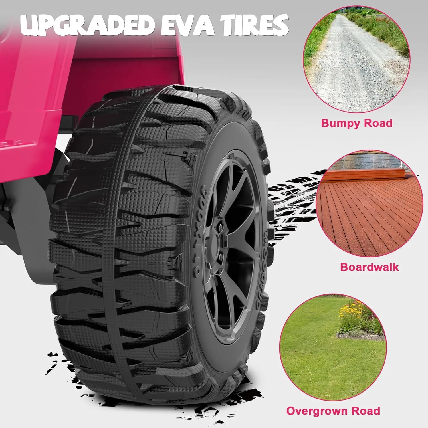 ركوب بمقعدين 24 فولت على شاحنة ألعاب مع إطارات EVA، محركات 4X200 وات، 4 ممتصات للصدمات، جهاز تحكم عن بعد 2.4 جيجا، راديو بلوتوث، مصباح أمامي LED