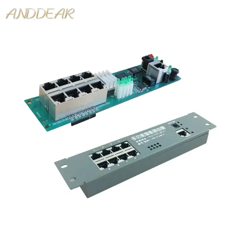 Casing router Mini logam pintar, casing logam pintar dengan kotak distribusi kabel 8 port modul OEM dengan modul router kabel motherboard