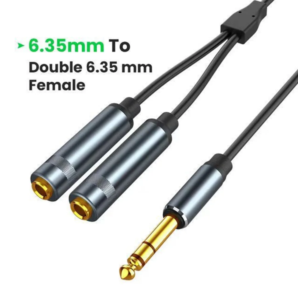 Stereo 6.5mm 1/4 \'\'TRS do podwójnego Adapter gniazda Jack 6.35mm 6.5 męskiego do 2 żeńskiego rozdzielacza Y rozszerzenie Audio przewód do miksera