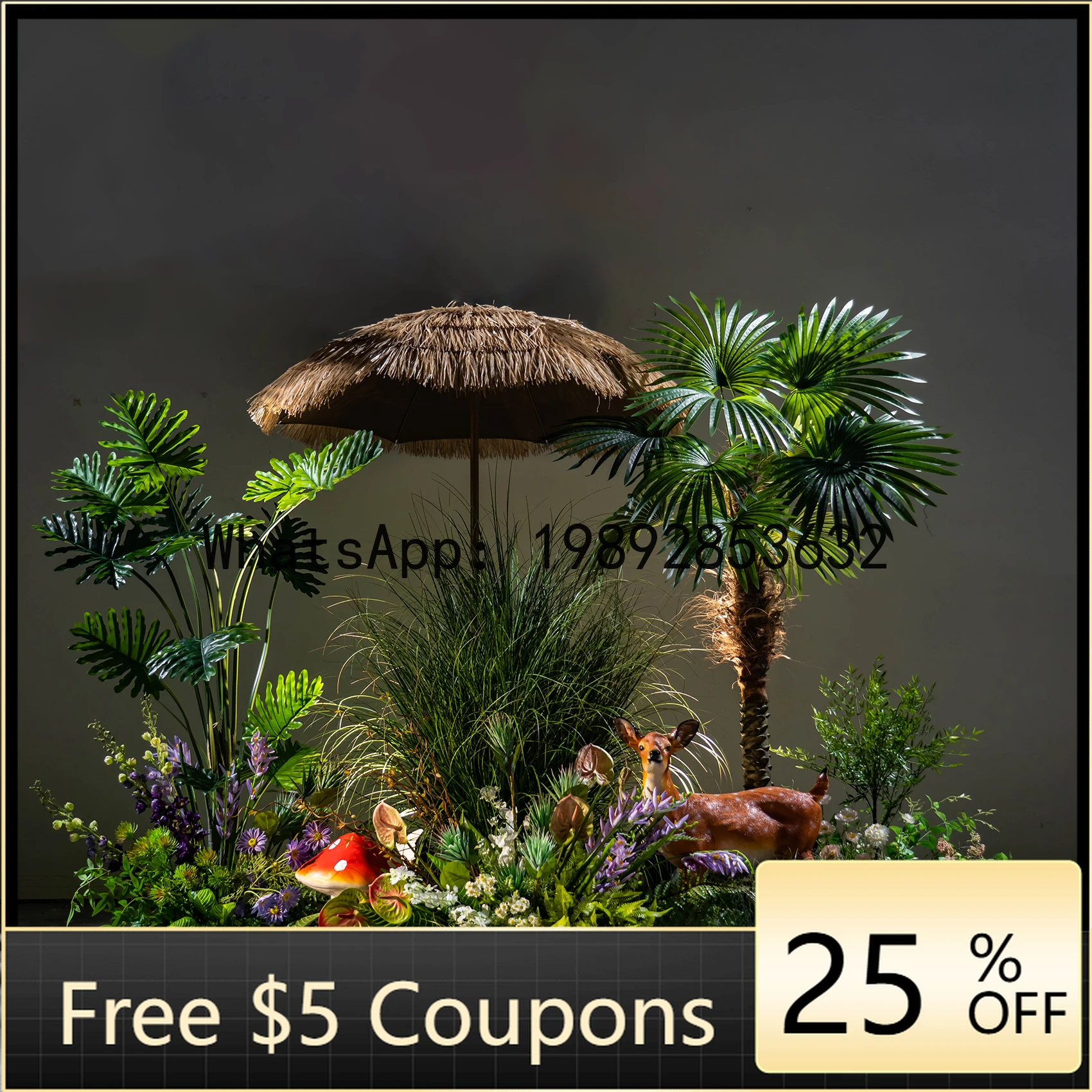 

ZSP Outdoor Camping Style Artificial Green Plant Landscape Combination Window Decoration Staircase Corner Fake Tree Ornament