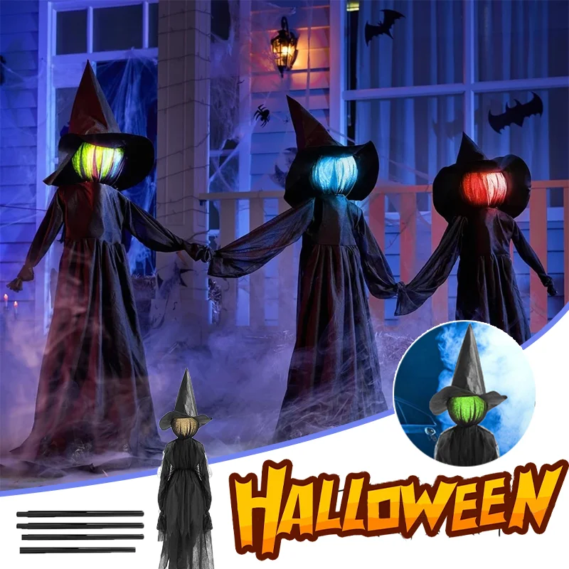 

Halloween Horror Decor 1.5M Glow Witch Voice Activated Screaming Scary Night Lights for Home Party