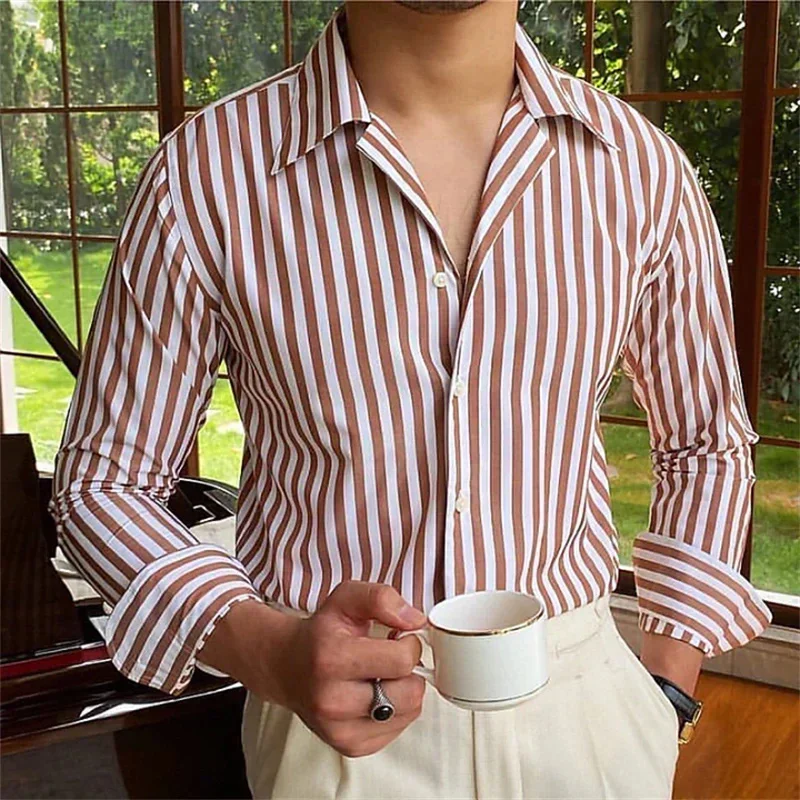 Men\'s Shirts 26 Styles Striped Shirt Long Sleeve Resort Button Lapel Clothing Fashion Casual Comfortable XS-6XL Fast Shipping