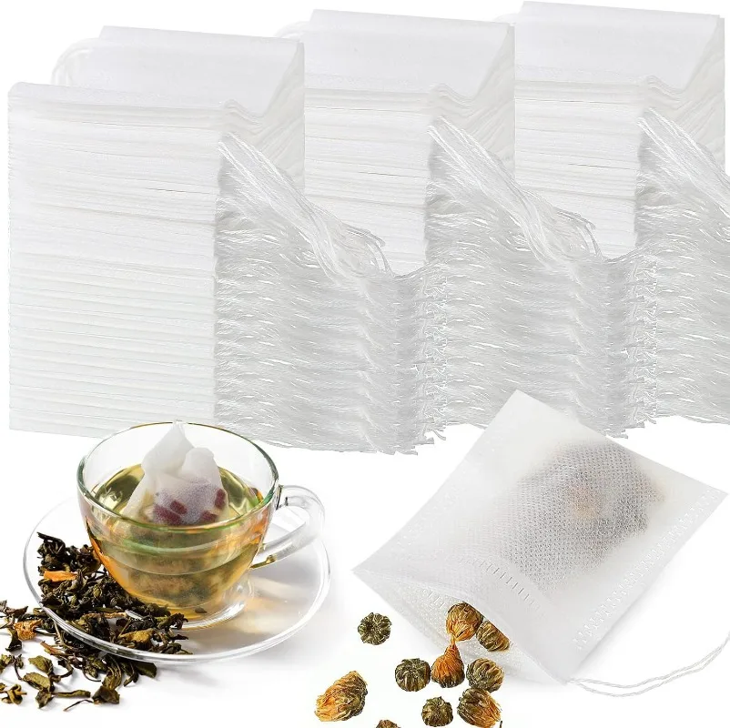 Bolsas de filtro de té desechables, bolsa de té de tela no tejida con cordón, papel de filtro de cocina para café, hierbas, paquete de cocina Suelto