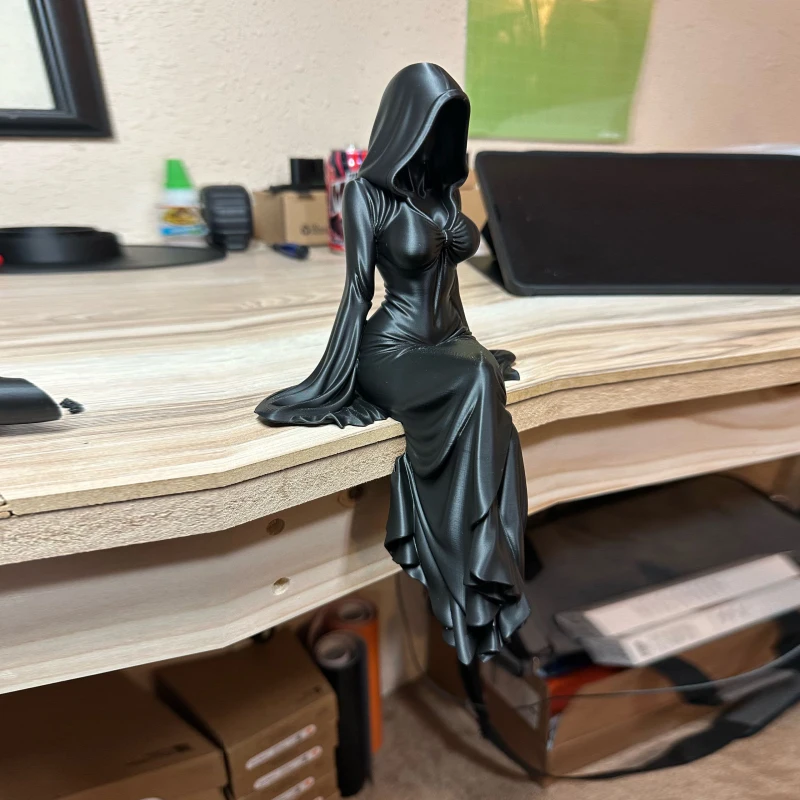 Statue Of Lady Reaper Desktop Ornament Mysterious Female Sitting Posture Dark Model Handicrafts Home Office Desk Decoration Gift view 3