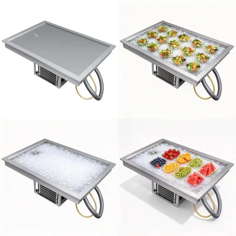 Commercial catering preparation table, frozen table, stainless steel refrigerated table