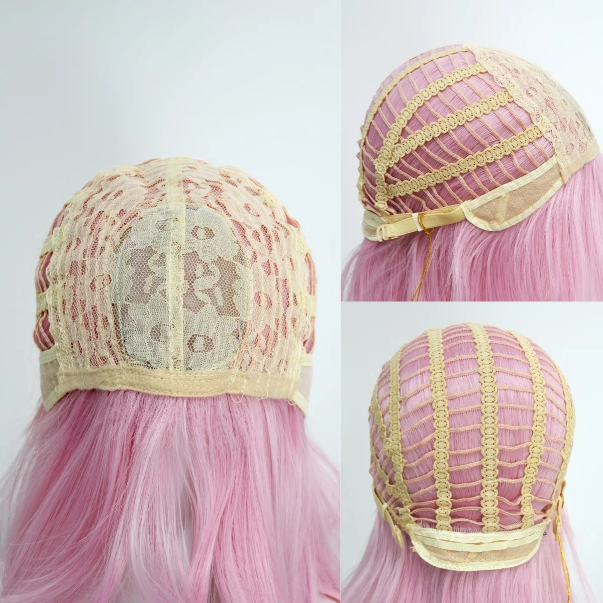 Ashely Perücke, rosa Perücke, Lolita, 50,8 cm, geschichtetes, glattes Haar, Perücken für Frauen, Vorhang-Pony, hitzebeständig, synthetisch, für Cosplay, Alltag – Detail 4