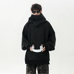 Autumn New High Neck Sweatshirt Men Pile Up Collar Hoodie Harajuku College Style Ninja Sweatshirt Casual Sports Loose Couple Top