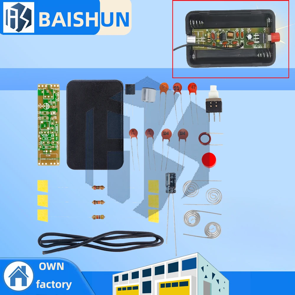 Module de Microphone sans fil à Modulation de fréquence FM, 70-110MHz 1.5V, Kits de pièces de carte émetteur, Suite électronique + coque, Kit de bricolage