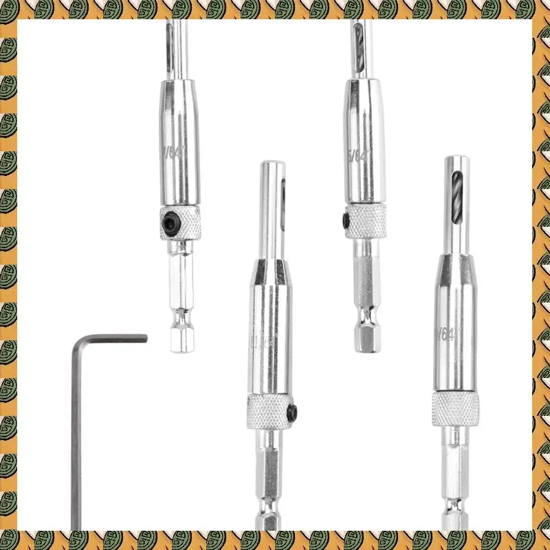 

A77I Center Drill Bit Set 5 PCS Self Centering Hinge Tapper Core Drill Bit Set For Woodworking, Door Window Drill Bits