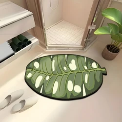 Super absorbent non-slip 12mm thick Leaf-Print flannel bathroom floor mats dirt-resistant foot mats floor mats porch entrance