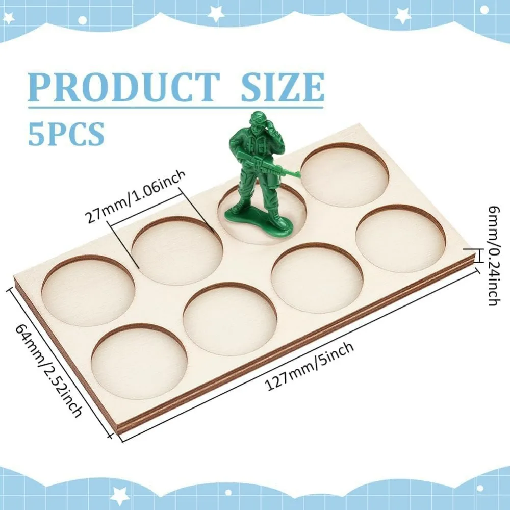 

5 Pcs 25mm/1inch Circle Bases Movement Tray 8-Hole Ring War Figure Horde Tray Action Figure Miniatures Wood Display Pedestals