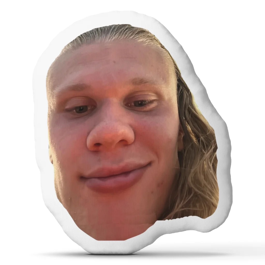 H-Haalands Face Shaped Throw Pillow Soccer Fan Cushion Football Player Stuffed Decorative Sofa Home Decor Gift for Fans
