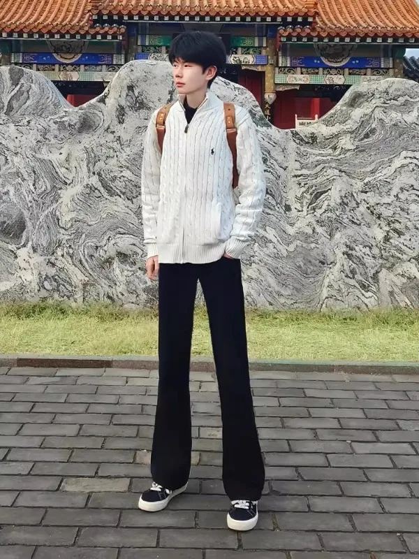 

Cleanfit High Waist Bell Bot Jeans Men's American High Street Knife Slim Fit Narrow Version Rise Straight Leg Jeans