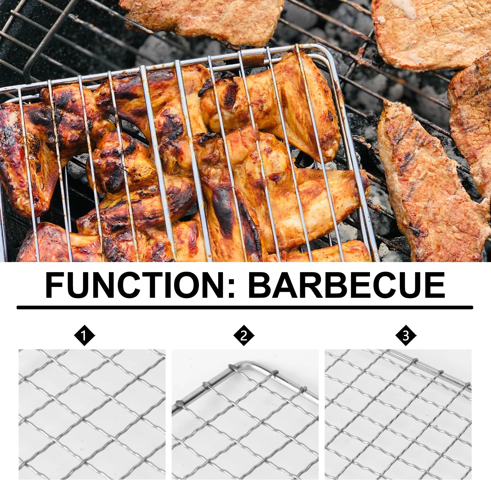 Cestino per barbecue quadrato in acciaio inossidabile, durevole, saldato fine, rete liscia, 26x44 cm, supporto per forno per cucina domestica, ristorante