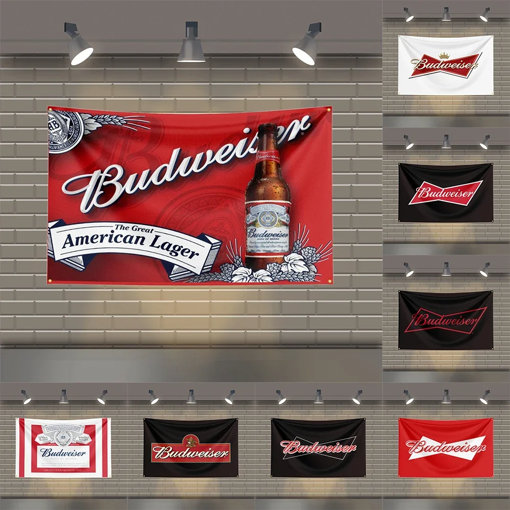 3x5 FT Budweisers Beer Flag Polyester Printed liquor Flags for Room Garage Decor