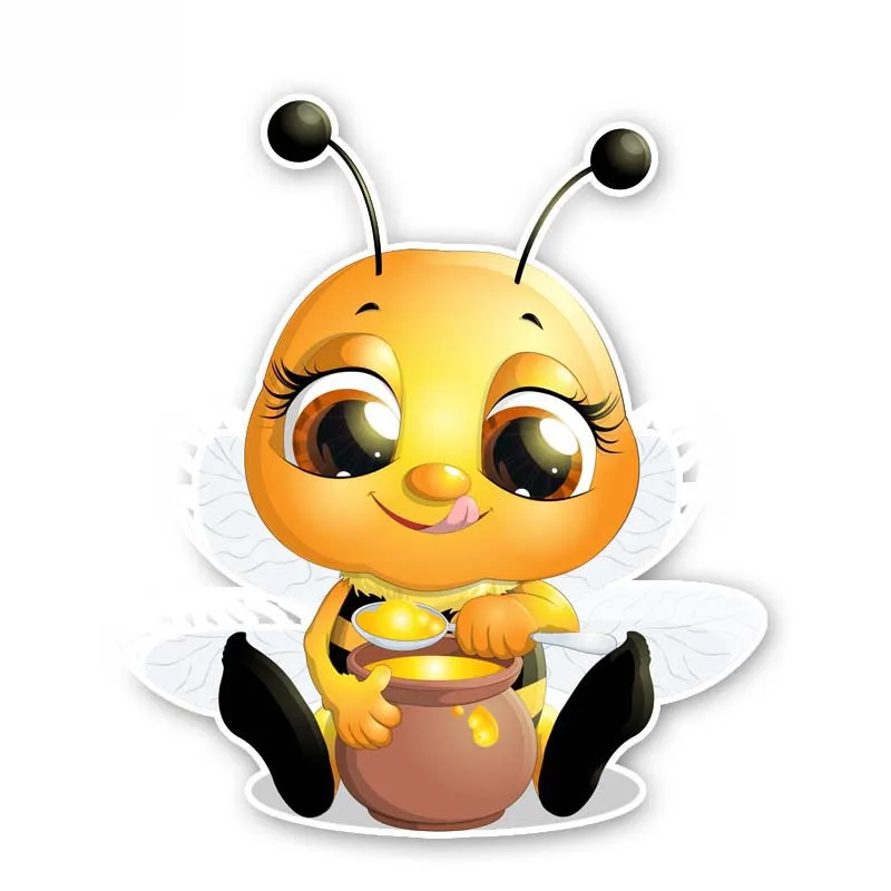 S50413#  Various Sizes Personality PVC Decal A Happy Little Bee Waterproof Car Sticker on Motorcycle Laptop Decorative