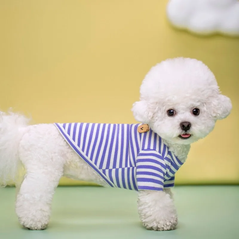 Bärendruck gestreifter Hund Sommerweste Hundekleidung Welpen T-Shirt Baumwolle Mädchen Hundekostüm Chihuahua Bichon Frise Kleidung Hundebekleidung – Detail 13