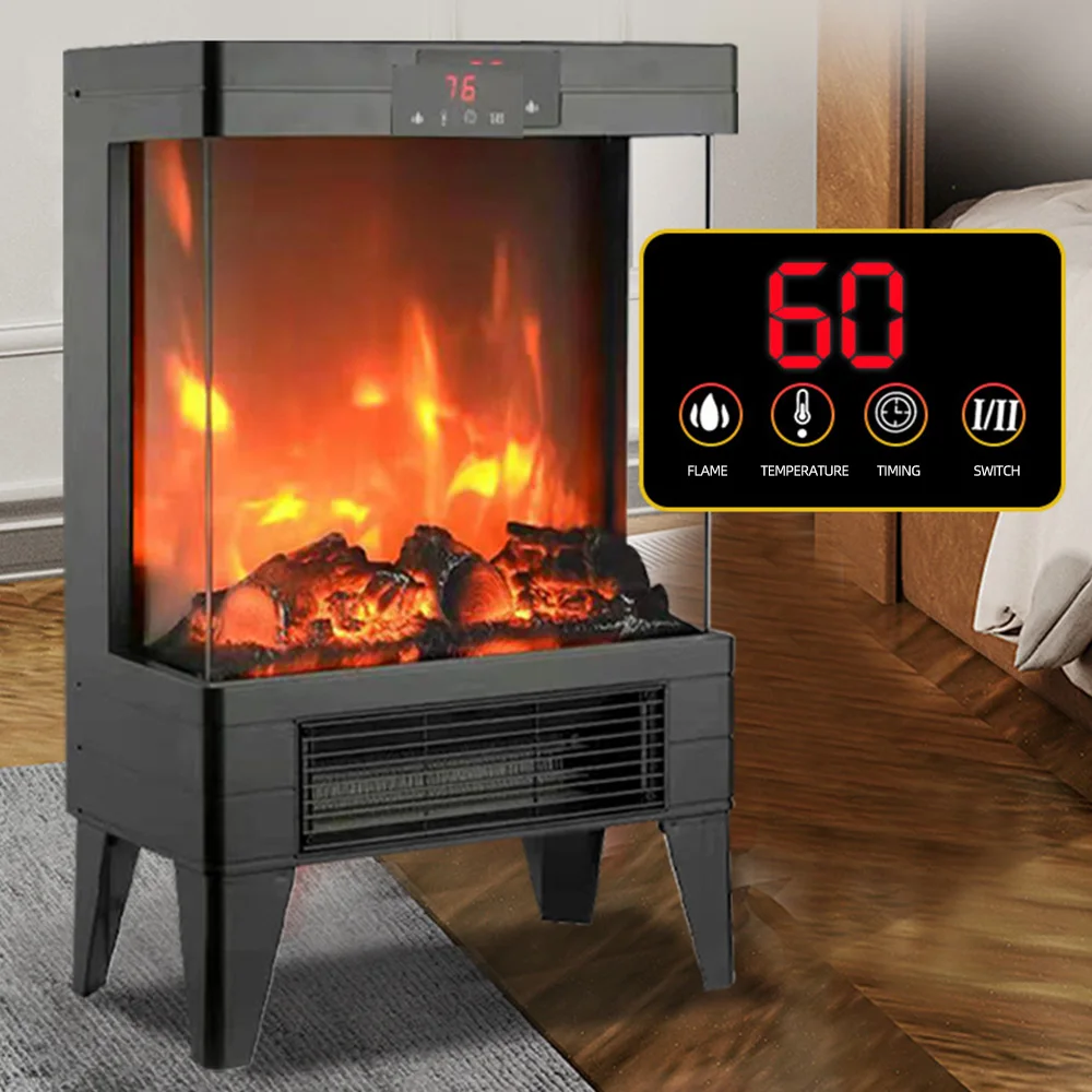 Electric Fireplace Indoor Smokeless Household 3D Flame Heater Fan Calentador Electrico Pared Camino