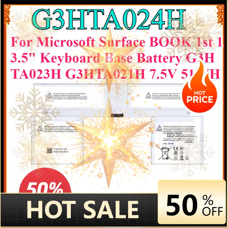 SWZY G3HTA024H Battery For Microsoft Surface BOOK 1st 13.5" Keyboard Base Battery G3HTA023H G3HTA021H 7.5V 51WH New