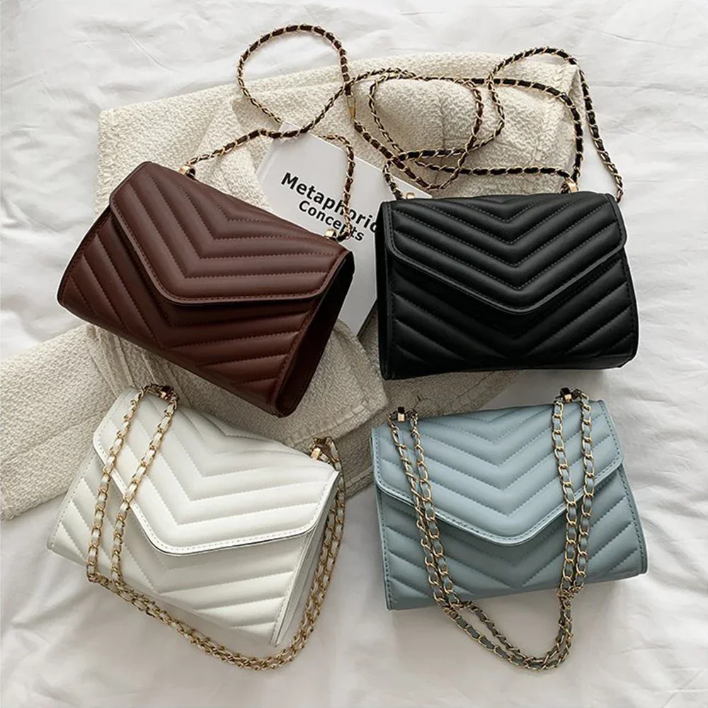 

Women's Square Crossbody Bag Simple Chain Design Large Capacity Flap Shoulder Bag for Ladies Single Handbag