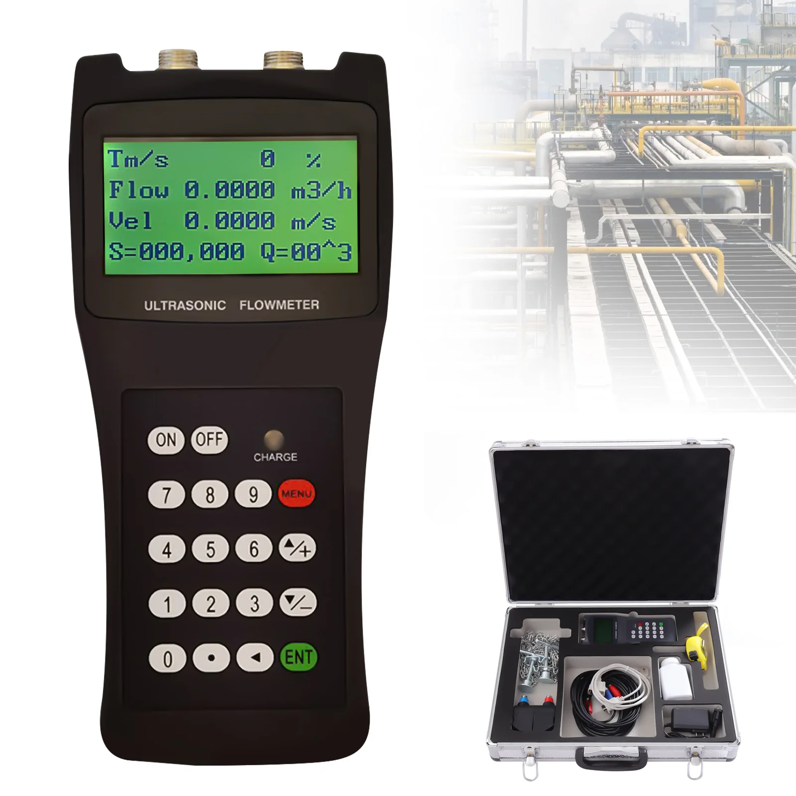 เครื่องวัดการไหลของของเหลวแบบดิจิตอลอัลตราโซนิกแบบมือถือ TDS-100H DN50-700 M2 สำหรับการวัดน้ำทะเลและน้ำเสียอุตสาหกรรม