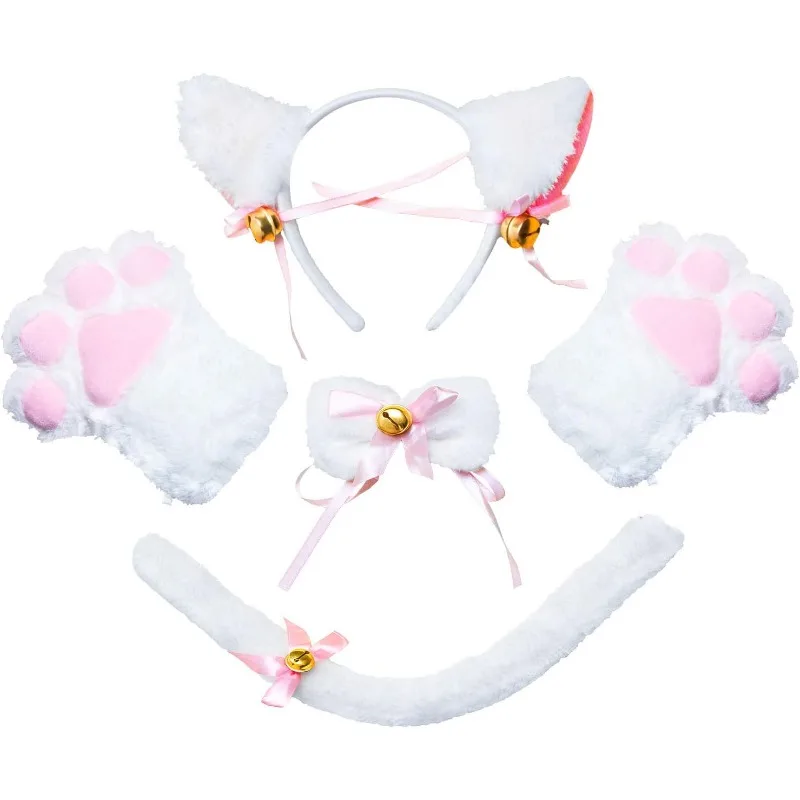 

Cute Kawaii Cat Cosplay Costume Kitten Ears Tail Collar Paws Suit for Women Girl Halloween Carnival Party Dress Up Outfits