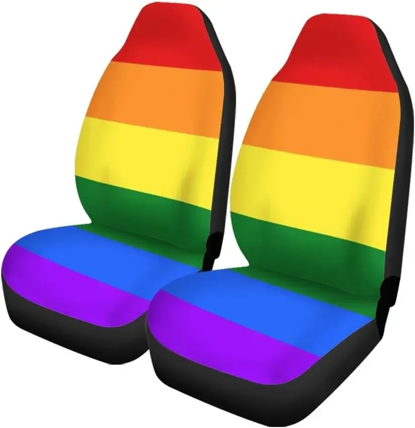 Car Seat Covers Pride Gay LGBT Sign Culture Rainbow Love Set of 2 Auto Accessories Protectors Car Decor Universal Fit for Car