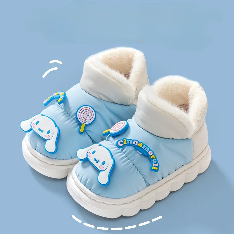 Sanrio Kuromi Kids Snow Boots Children Cotton Shoes Cosplay Warm Waterproof Thick Soled Comfortable Short Cartoon Shoes Winter