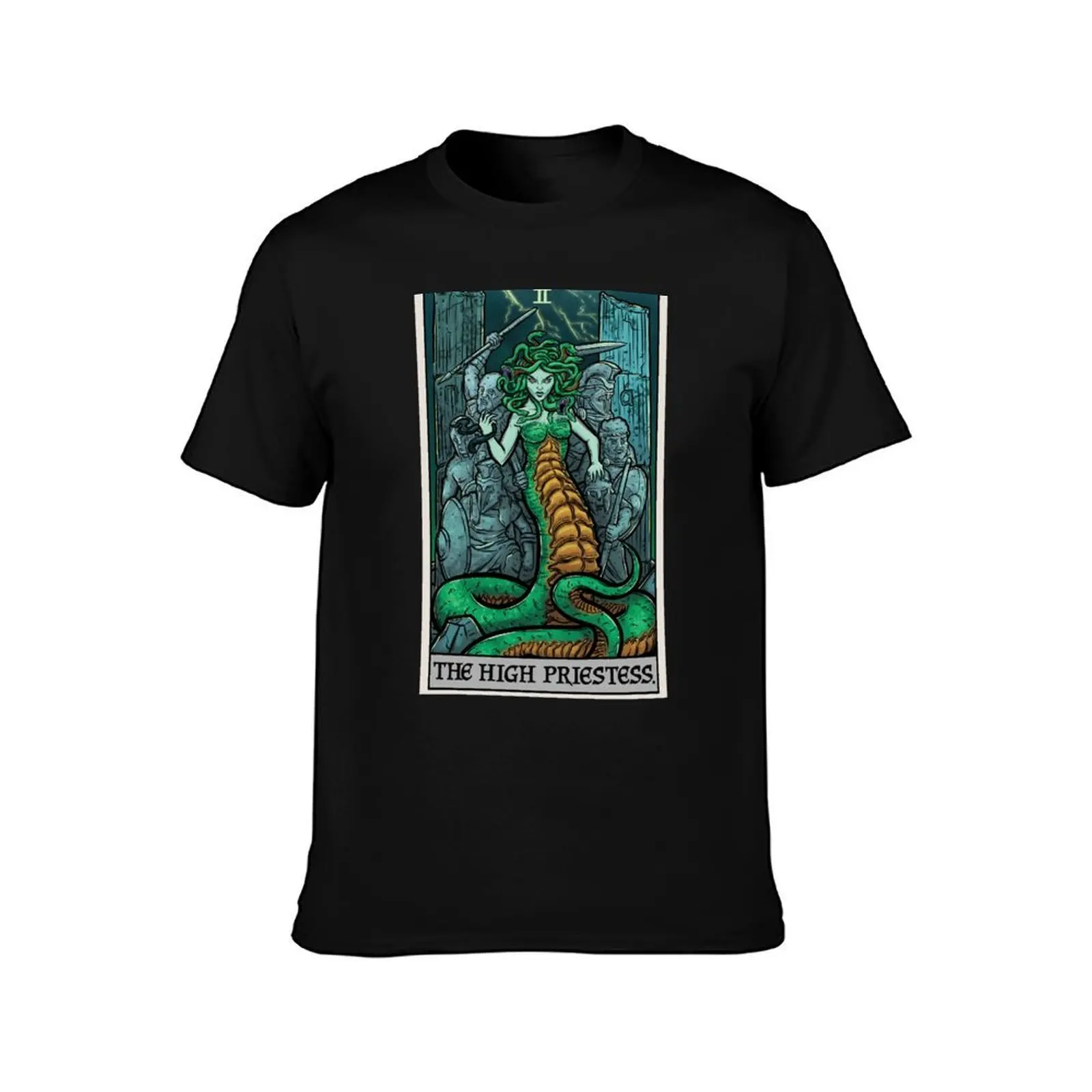 The High Priestess Tarot Card Medusa Greek Mythology Gorgon Horror T-Shirt Anti-Pilling Casual T-Shirt