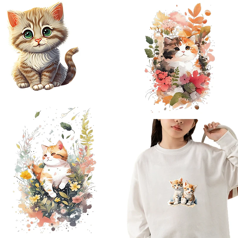 Little cat dtf Heat Transfer iron on transfer for clothing Iron On Patches Thermal for Clothing Iron On Patches For Clothing.