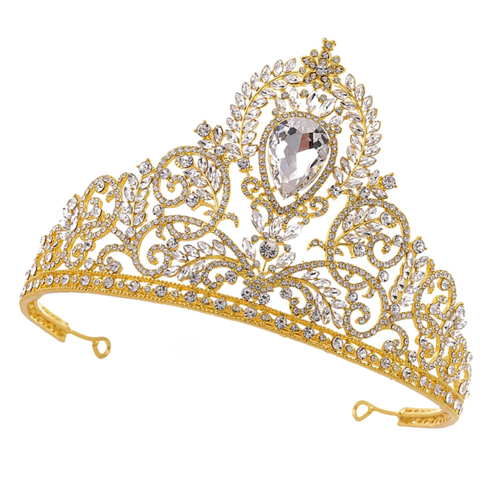

1Pcs Rhinestone Crown Baroque Style Elegant Wedding Headwear Golden Unique Craftsmanship Fit for Brides Ladies Any Occasions