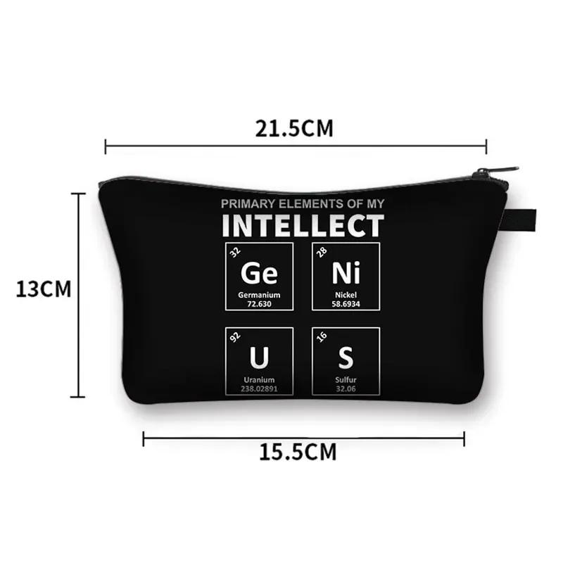 Periodic Table of Elements Print Cosmetic Case Science Chemistry Makeup Storage Pouch Beauty Bag Napkin Bag Lipstick Bag Gift