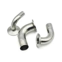 Tri Clamp 90° Elbow Hose Barb Fitting - SUS304 Food Grade Stainless Steel for 12.7/16/19/25/38/51mm OD Pipe Homebrew Beer Wine