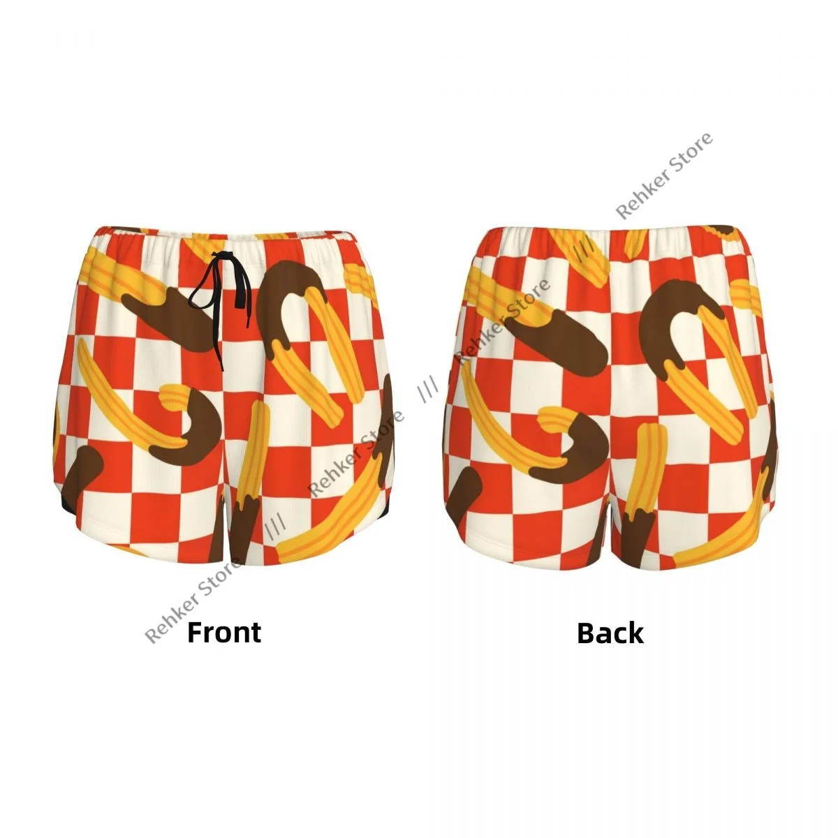 Workout Shorts Women Fitness Quick Drying Double Layer Shorts Churros With Chocolate Athletic Yoga Short Pants Gym Leggings