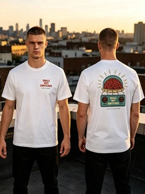 Vintage T-Shirt Retro Brain Machine Graphic 2026 New Unisex Tee Slogan Front Back Print Gift for Him Oversized Streetwear Top