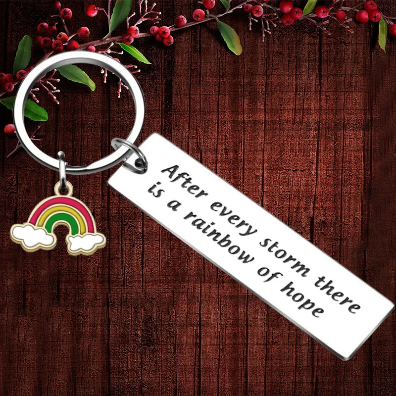 Charm Best friend BFF Inspirational gift Keychain Pendant Friendship Key Chains After Every Storm There is A Rainbow of Hope