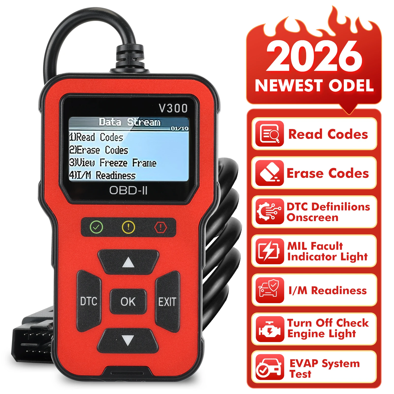 

V300 OBD Scanner Car Diagnostic Tool with Color Screen Auto Scanner for Cars Code Reader Check Engine Light Fix OBD2 Scanner