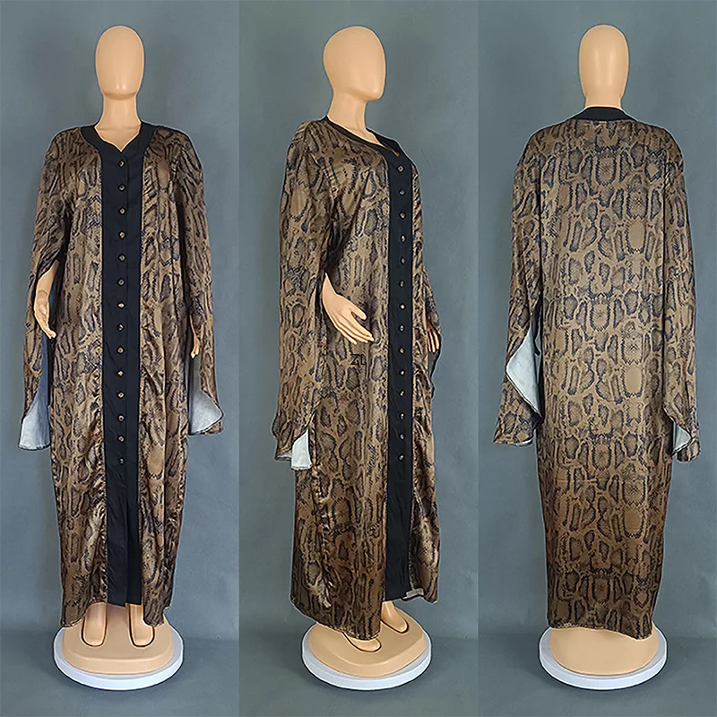 

Plus Size African Clothes for Women Summer Elegant African Long Sleeve V-neck Polyester Maxi Dress Gowns Dashiki Africa Clothing