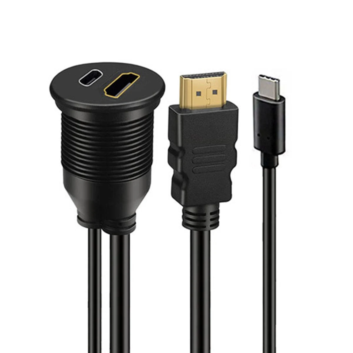 

Cablecc Водонепроницаемый USB-C Type-C USB 2.0 и HDMI 4K Разъем Cabe Автомобильное расширение приборной панели для скрытого монтажа