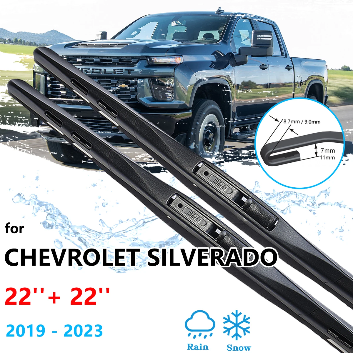 For HSV GMSV Chevrolet Silverado Cheyenne T1XX MK4 2019~2023 Front Wiper Blades Window Windshield Windscreen Brushes Accessories